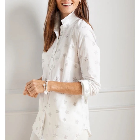 Like New Talbots Snowflake Top Shirt Blouse - Picture 2 of 6